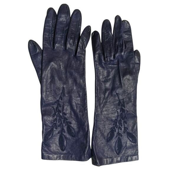 Milore Accessories - Vtg Milore Italian Embroidered Leather Driving Gloves Elegant Purple Blue Size 7